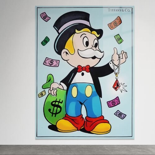 Pop art paveikslas su milijonieriumi ir Ethereum pakabuku