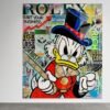 Pop art paveikslas su turtingu seneliu, Rolex, Bitcoin ir motyvaciniais žodžiais