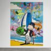 Pop art paveikslas ant metalo su Monopoly personažu Dubajuje