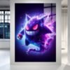 Gengar anime paveikslas ant metalo – purpurinė energija ir Pokemon dvasia | SublimateIt.lt