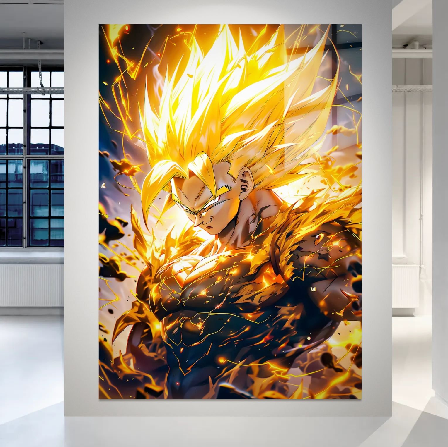 Goku Super Saiyan anime paveikslas ant metalo – Dragon Ball jėga ir auksinė energija | SublimateIt.lt