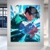 Rock Lee anime paveikslas ant metalo – HD spauda, žydros energijos efektai | SublimateIt.lt