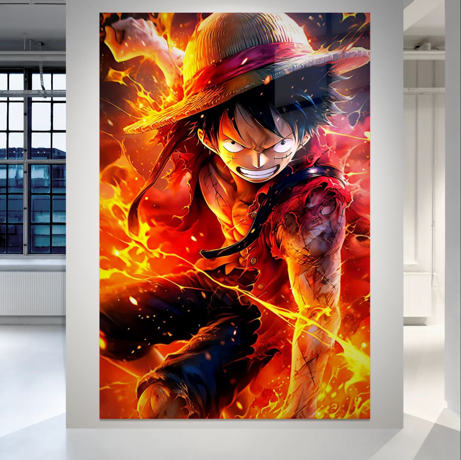 Monkey D. Luffy anime paveikslas ant metalo – One Piece HD spauda su ugnies efektu | SublimateIt.lt