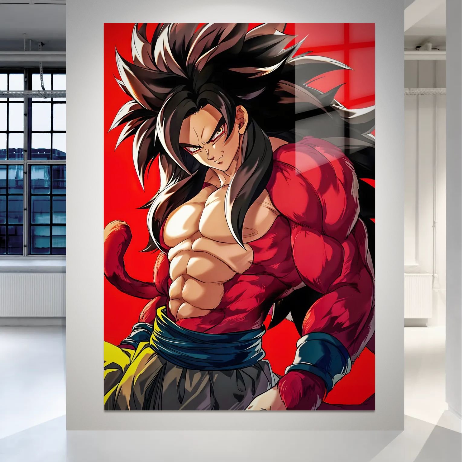 Goku Super Saiyan 4 anime paveikslas ant metalo – Dragon Ball HD spauda su ugnies energija | SublimateIt.lt