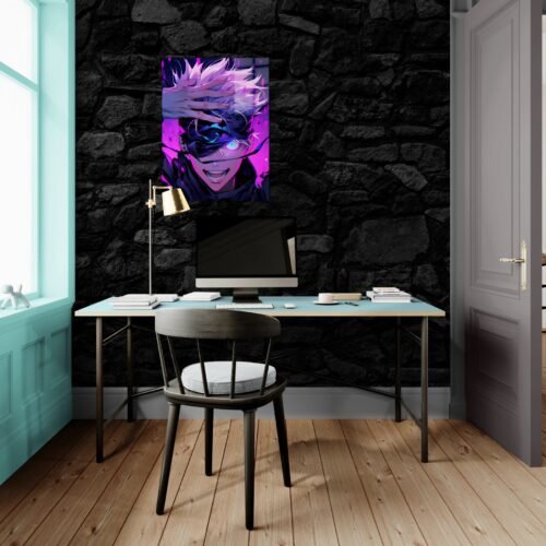 Gojo Satoru anime paveikslas ant metalo – Jujutsu Kaisen HD spauda su švytinčiu efektu | SublimateIt.lt
