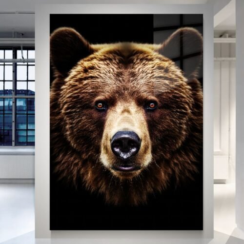 Bear Noir Silent Strength – lokio paveikslas ant metalo juodame fone | SublimateIt.lt