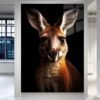 Kangaroo Noir Silent Strength – kengūros paveikslas ant metalo juodame fone | SublimateIt.lt