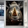 Rhino Noir – raganosio portretas ant metalo su HD spauda | SublimateIt.lt