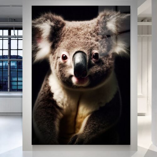 Koala Noir – koalos portretas ant metalo su HD spauda | SublimateIt.lt