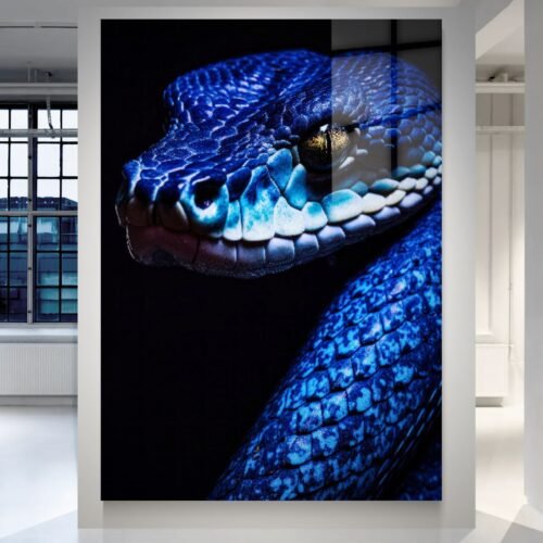 Blue Serpent Noir – mėlynos gyvatės portretas ant metalo su HD spauda | SublimateIt.lt