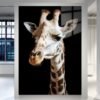 Giraffe Noir Profile – žirafos portretas ant metalo juodame fone | SublimateIt.lt