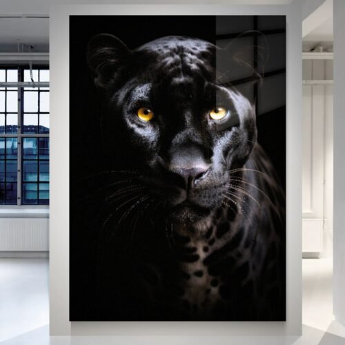 Juodoji pantera – plėšraus gyvūno paveikslas ant aliuminio, HD spauda ant metalo | SublimateIt.lt