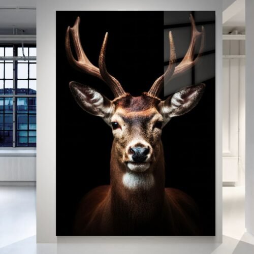 Deer Noir Silent Strength – elnio paveikslas ant metalo juodame fone | SublimateIt.lt