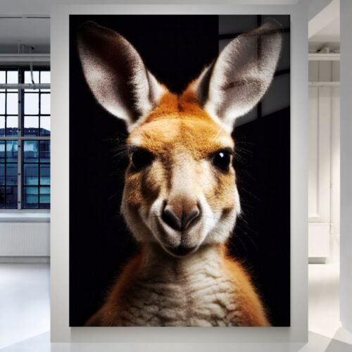 Kangaroo Noir Calm Power – kengūros paveikslas ant metalo juodame fone | SublimateIt.lt