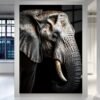 Elephant Noir Silent Strength – dramblio paveikslas ant metalo juodame fone | SublimateIt.lt