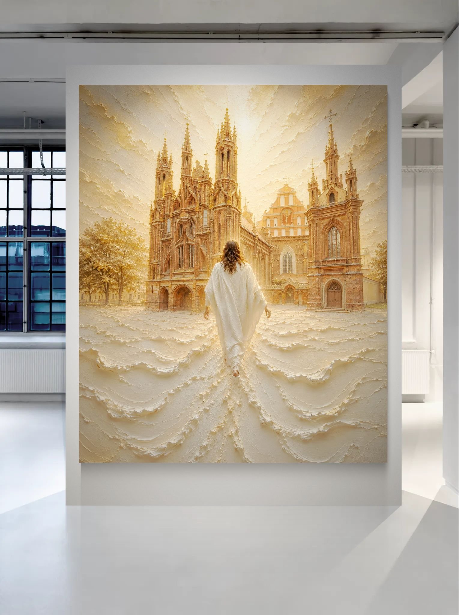 „THE RETURN TO ST. ANNE“ – Jėzaus Kristaus paveikslas prie Šv. Onos bažnyčios ant aliuminio