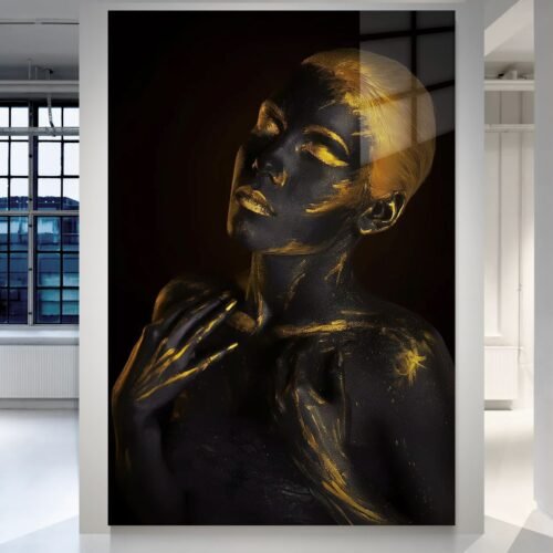 Juodo aukso portretas „GOLDEN TOUCH“ – paveikslas ant aliuminio metalo