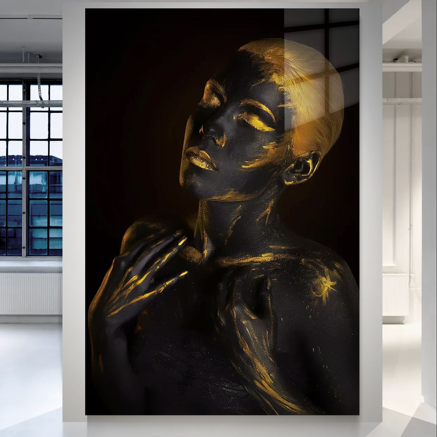 Juodo aukso portretas „GOLDEN TOUCH“ – paveikslas ant aliuminio metalo