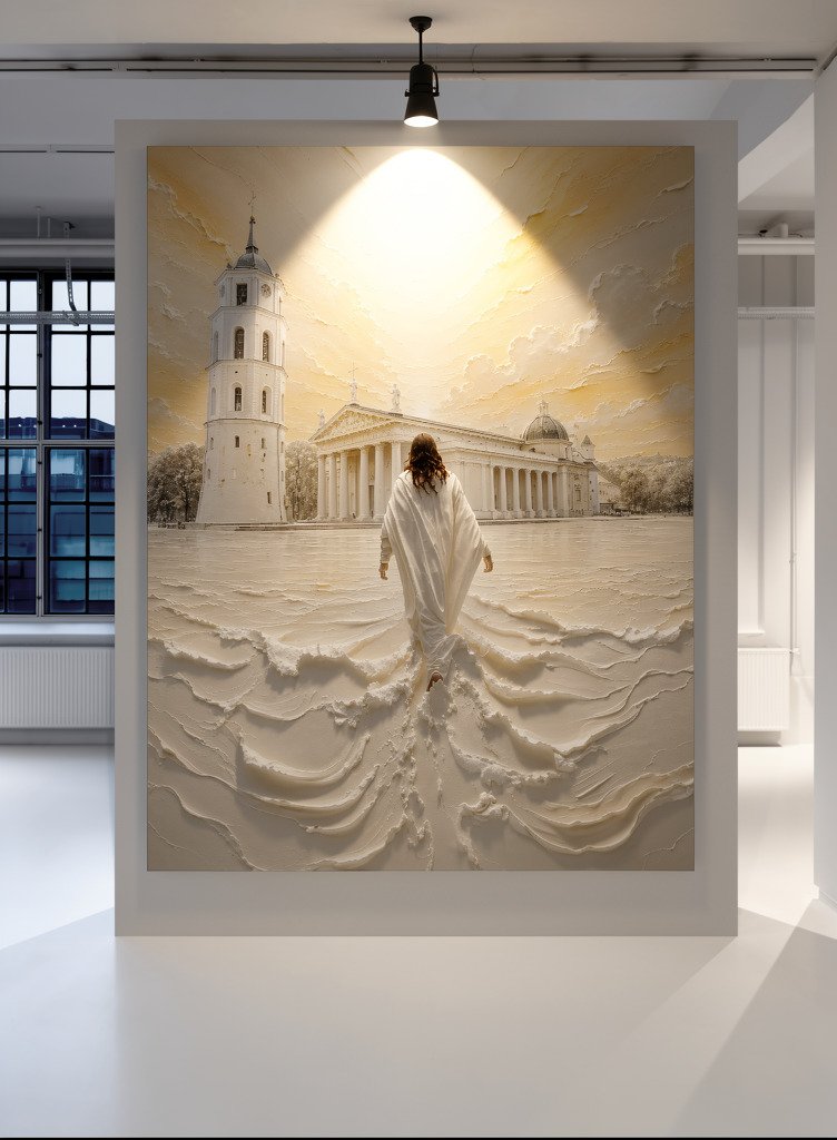 „THE RETURN TO VILNIUS“ – Jėzaus Kristaus paveikslas Vilniaus Katedroje ant aliuminio - Image 4