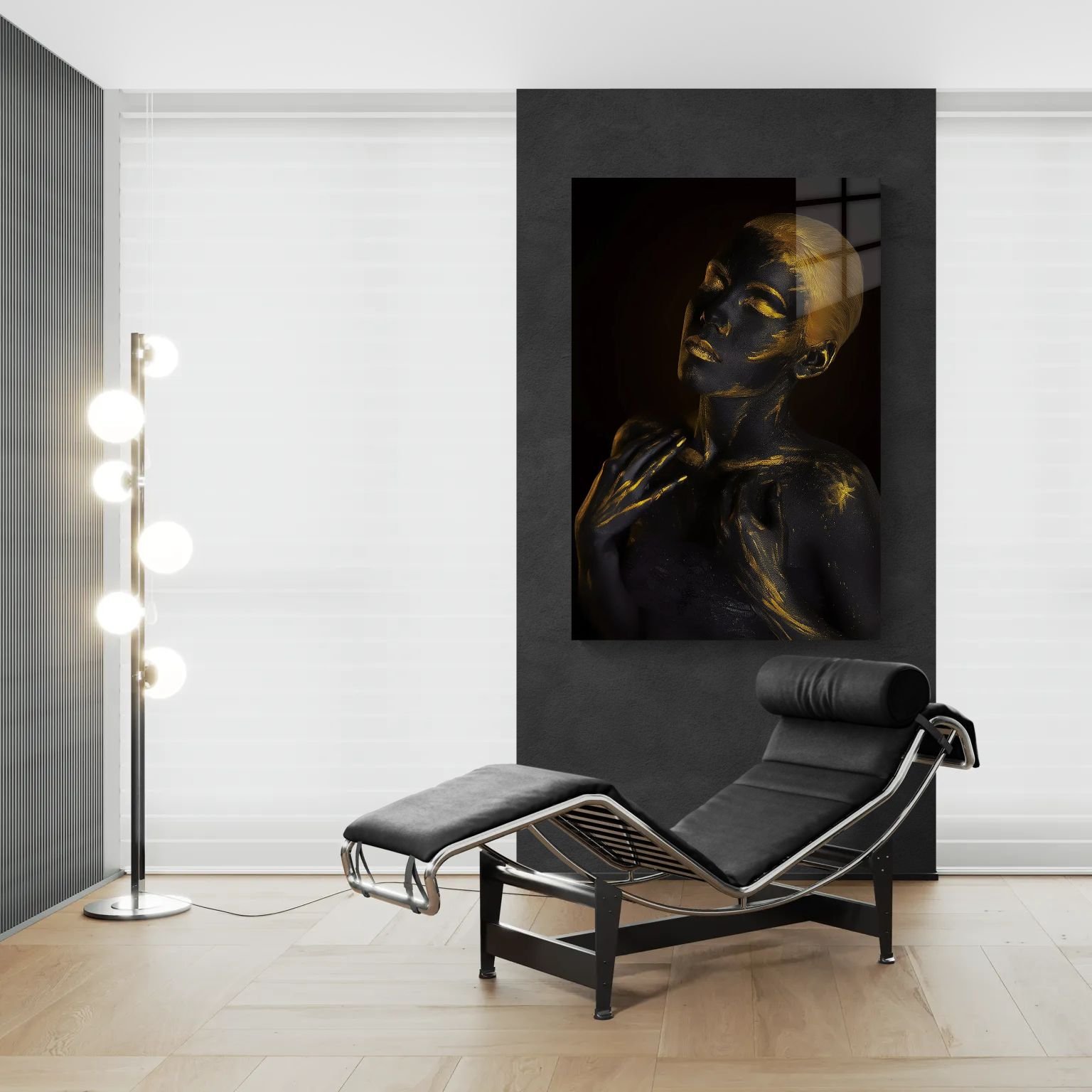 Juodo aukso portretas „GOLDEN TOUCH“ – paveikslas ant aliuminio metalo - Image 2