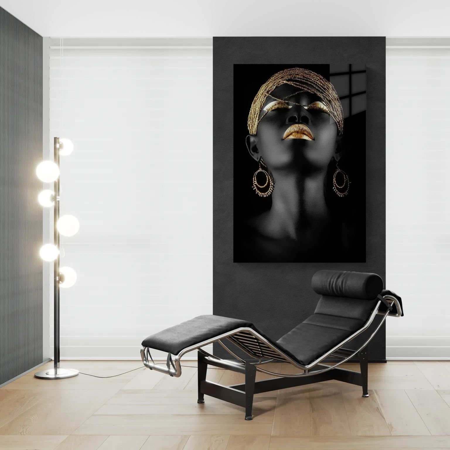 Juodo aukso portretas „GOLDEN QUEEN“ – paveikslas ant aliuminio metalo - Image 2
