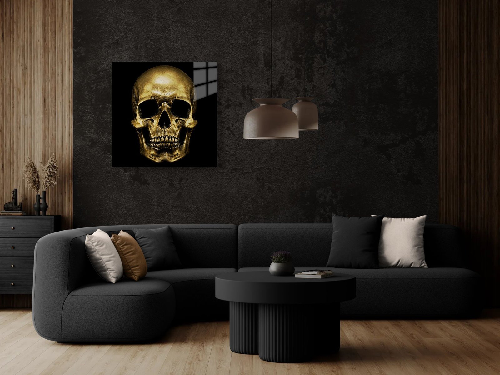 „GOLDEN MORTALITY“ – Auksinės kaukolės paveikslas ant aliuminio - Image 8